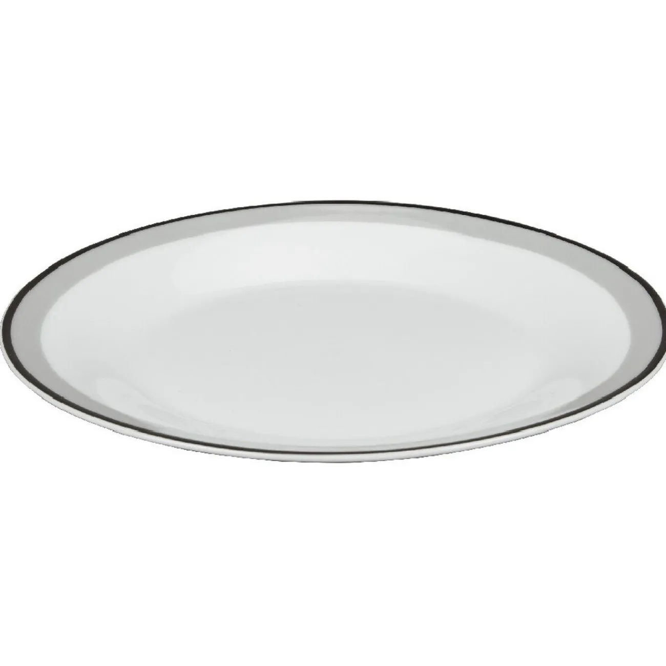 Assiette à dessert ronde blanche bordure gris noir Lizzy|Gifi Clearance