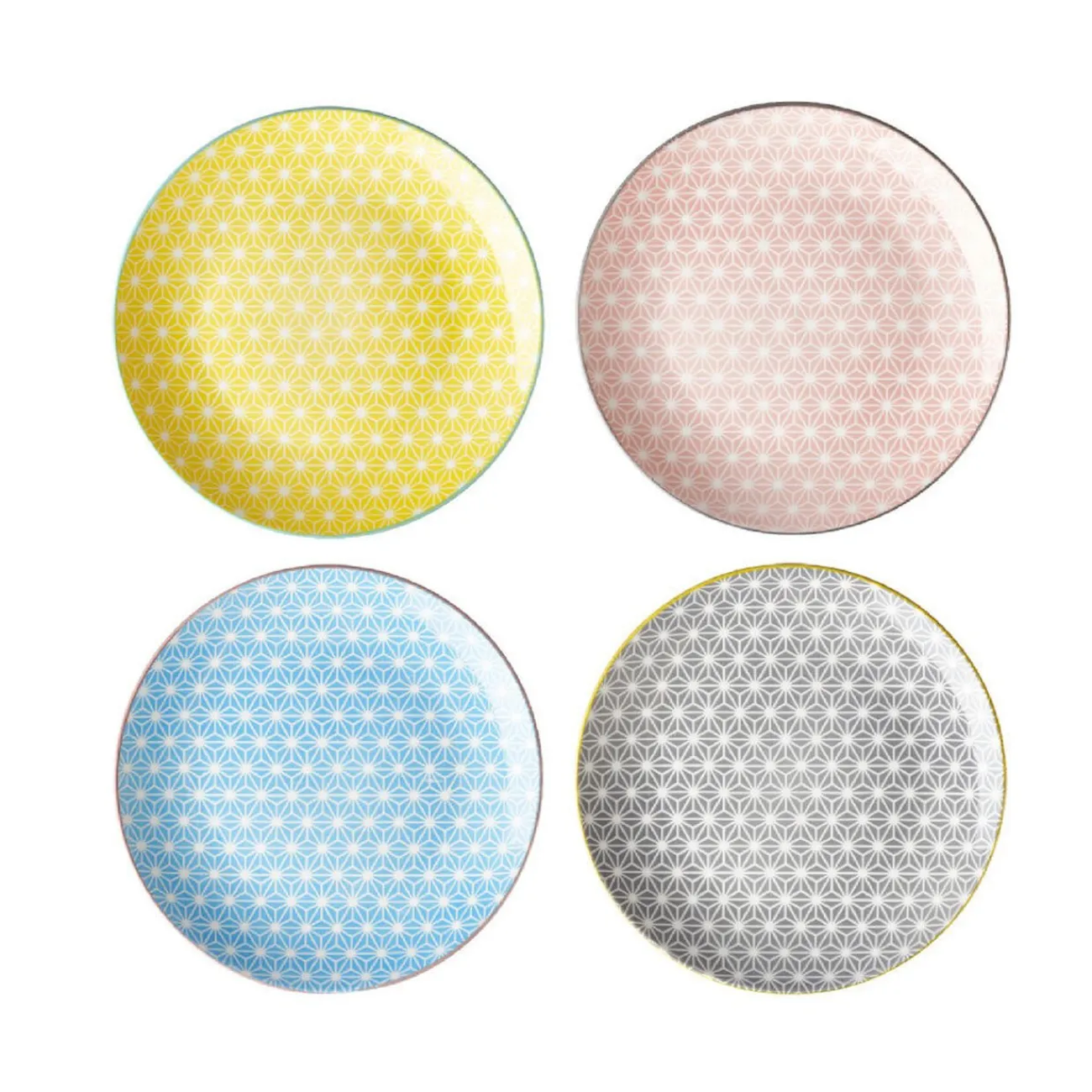 Assiette à dessert ronde carreau de ciment multicolore x4 Vaisselle Et Accessoires De Table