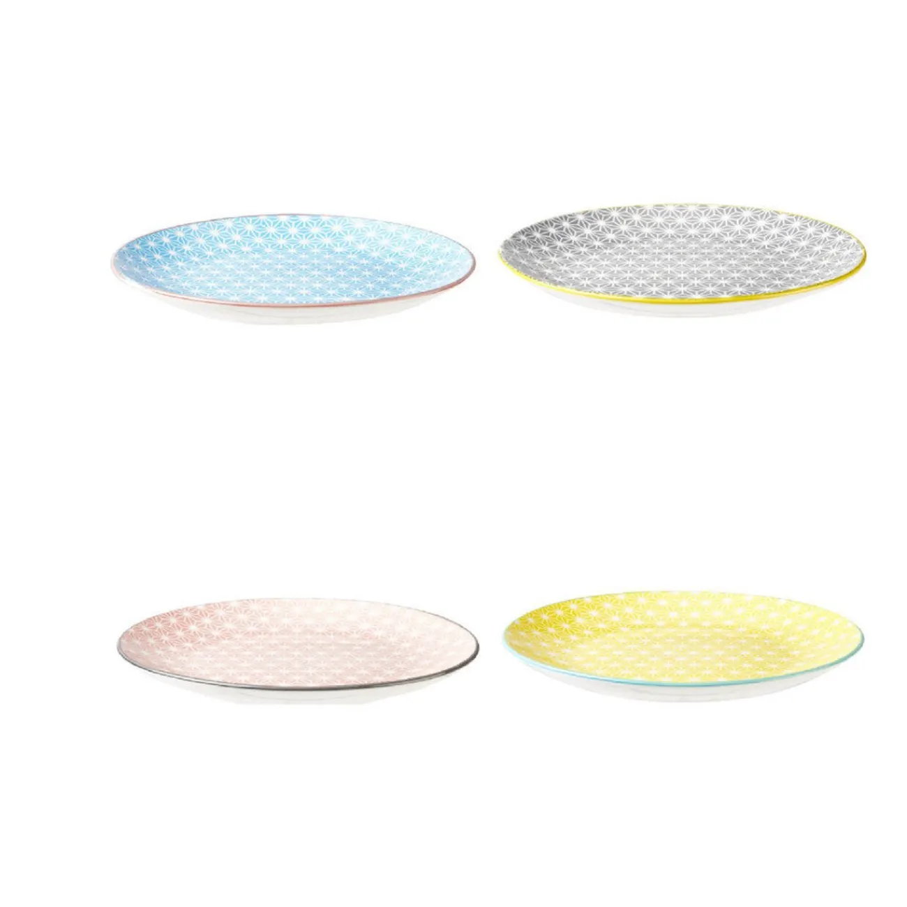 Assiette à dessert ronde carreau de ciment multicolore x4 Vaisselle Et Accessoires De Table