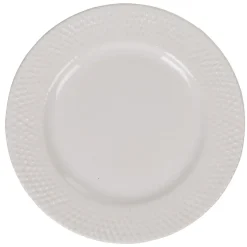 Assiette à dessert ronde céramique rebord embossé uni blanc|Gifi New