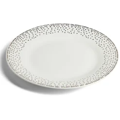 Assiette à dessert ronde Ø19cm porcelaine pois blanc et doré|Gifi Clearance