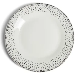 Assiette à dessert ronde Ø19cm porcelaine pois blanc et doré|Gifi Clearance