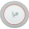 Assiette à dessert ronde design poule rebord motif triangulaire|Gifi New