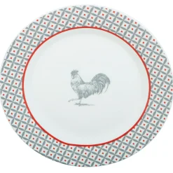 Assiette à dessert ronde design poule rebord motif triangulaire|Gifi New