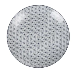 Assiette à dessert ronde motif géométrique prisme blanc et bleu|Gifi Hot
