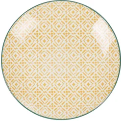 Assiette à dessert ronde motif carreau de ciment blanc et jaune|Gifi Outlet