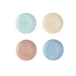 Assiette à dessert ronde motif géométrique 4 couleurs x4|Gifi Best