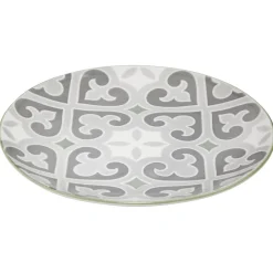 Assiette à dessert ronde motif carreau de ciment gris et blanc|Gifi Clearance