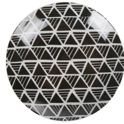 Assiette à dessert ronde porcelaine zig zag blanc gris|Gifi New
