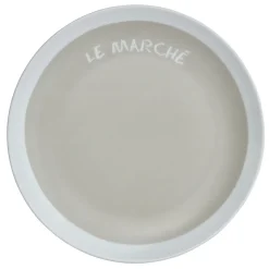 Assiette à dessert taupe contour blanc inscription Le marché|Gifi Hot