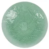 Assiette à dessert vert motif feuilles tropicales en relief|Gifi Sale