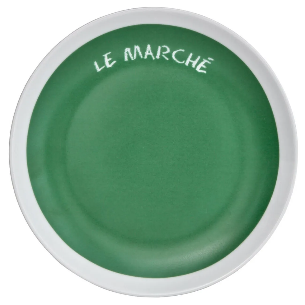 Assiette à dessert verte contour blanc inscription Le marché|Gifi New