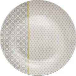 Assiette à dessert Zanzibar motif géométrique blanc et gris|Gifi