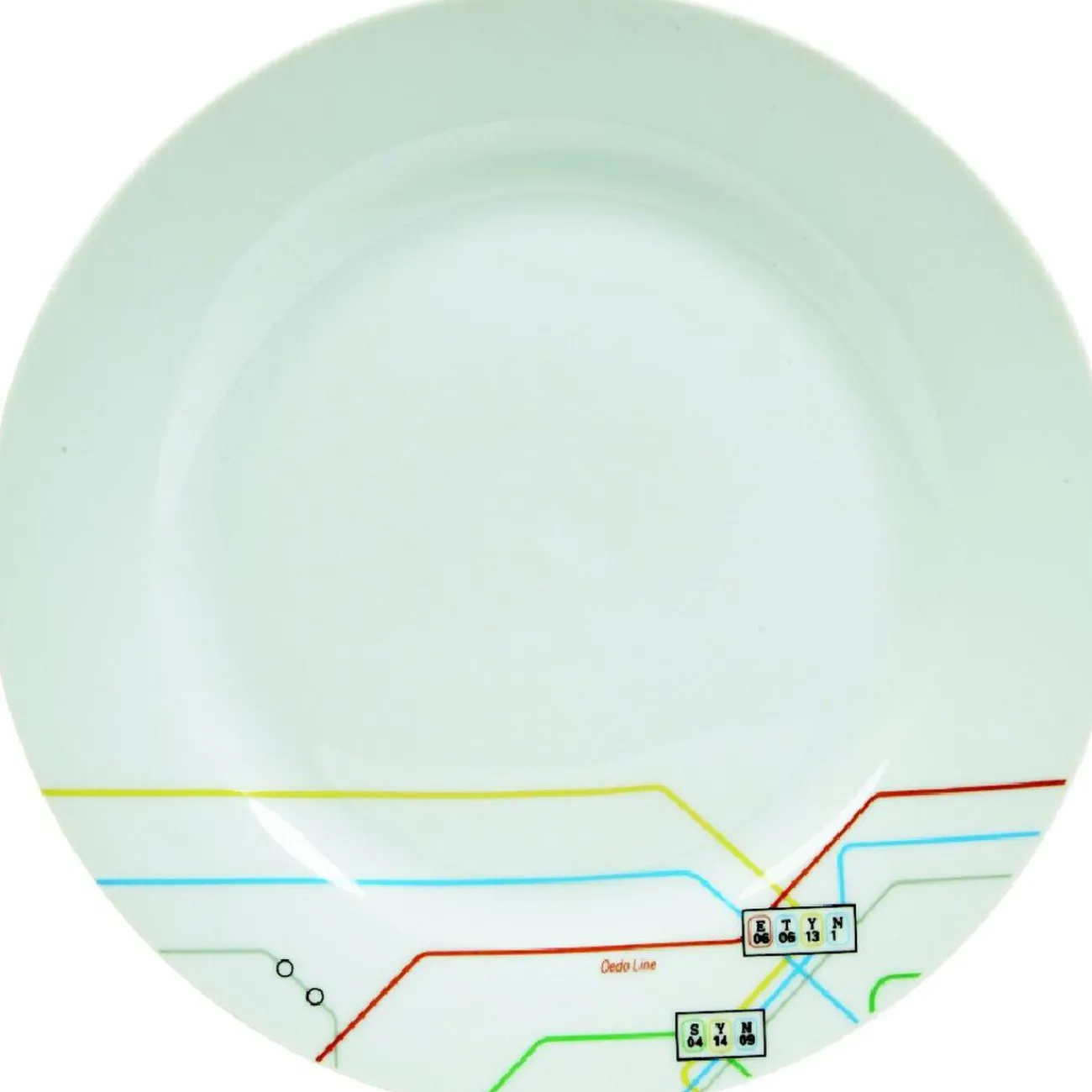 Assiette creuse blanche décor lignes multicolores|Gifi Sale