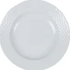 Assiette creuse blanche ronde aile damassée|Gifi Hot