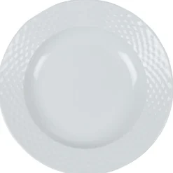 Assiette creuse blanche ronde aile damassée|Gifi Hot
