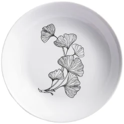Assiette creuse décor fleur blanc noir|Gifi Outlet