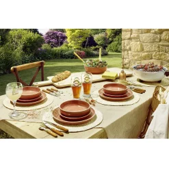 Assiette creuse faïence Terracotta avec liseré crème|Gifi New