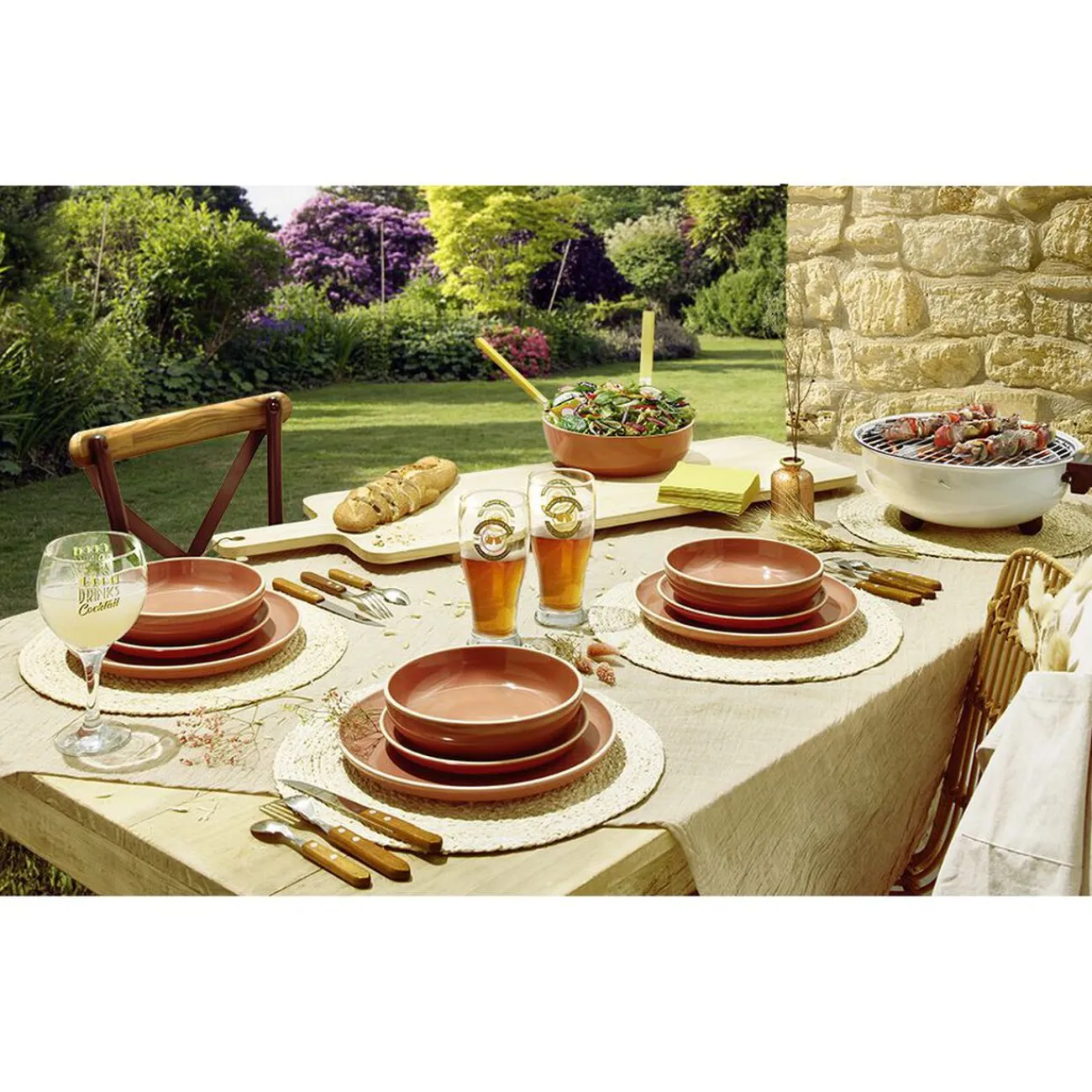 Assiette creuse faïence Terracotta avec liseré crème|Gifi New