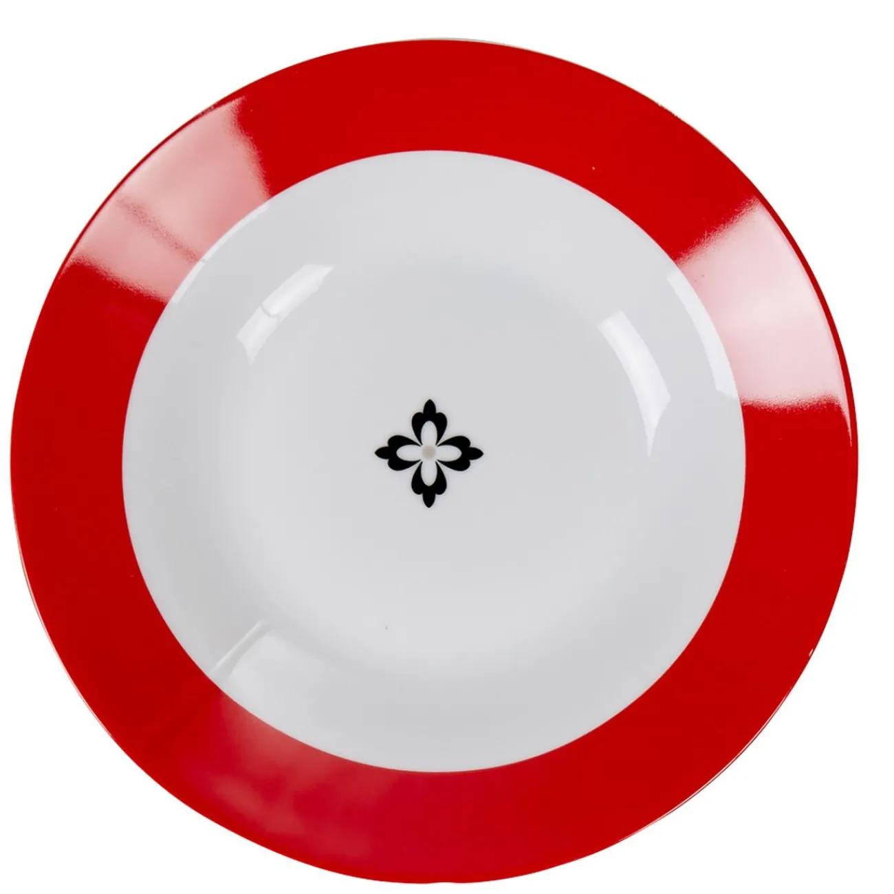 Assiette creuse Madrid bordure rouge croix centrale|Gifi Outlet