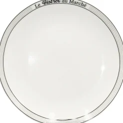 Assiette creuse rebord inscription Le Bistrot du Marché blanche|Gifi