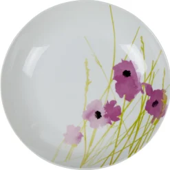 Sale Assiette creuse ronde blanche motif pavot violet Vaisselle Et Accessoires De Table