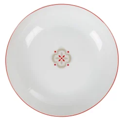 Assiette creuse ronde motif géométrique rouge gris campagne|Gifi Best