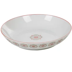Assiette creuse ronde motif géométrique rouge gris campagne|Gifi Best