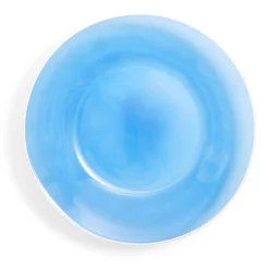 Sale Assiette creuse verre bleu transparent liseré blanc Ø23cm Vaisselle Et Accessoires De Table