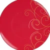 Assiette de présentation rouge design arabesque dorée|Gifi