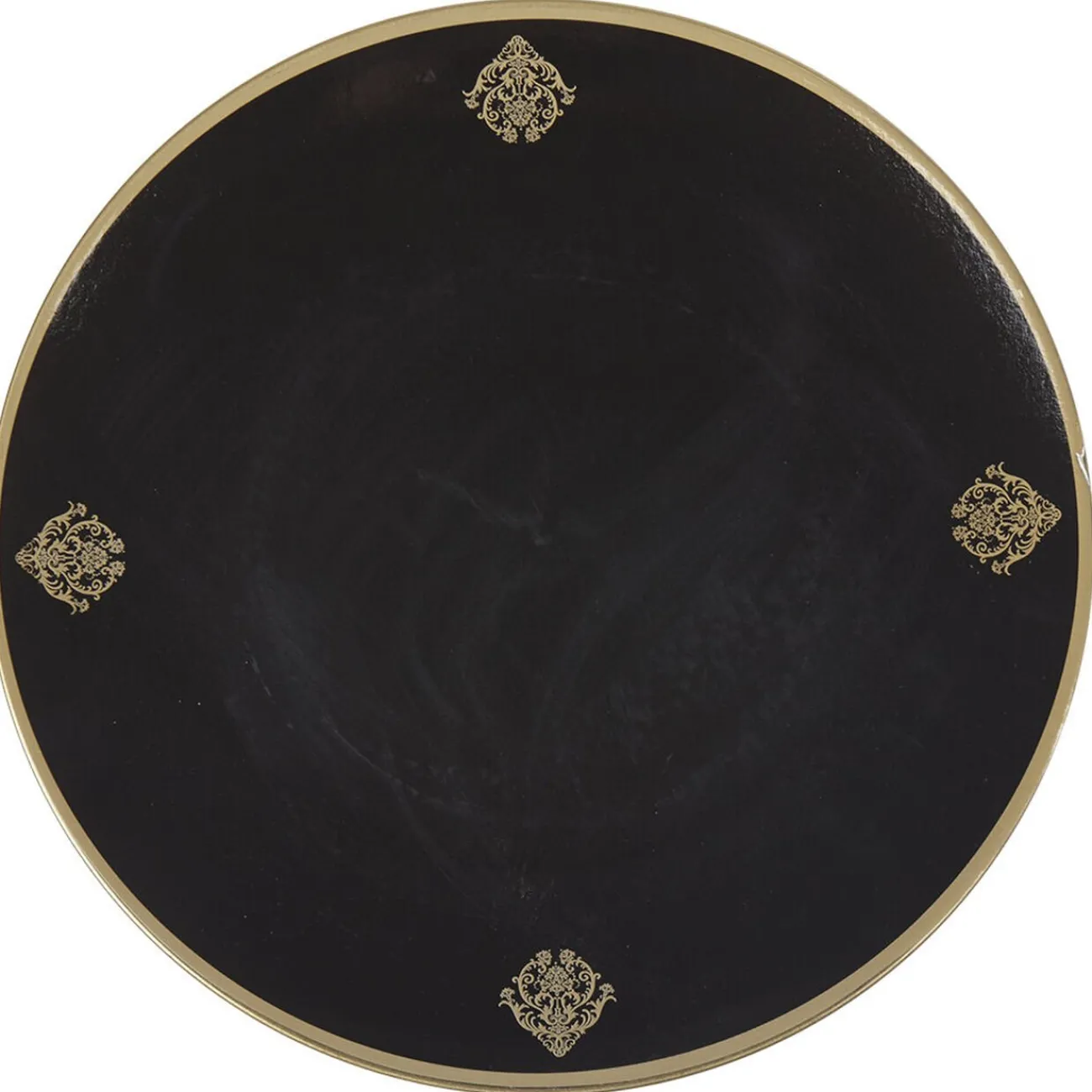 Assiette de présentation ronde noire motifs médaillon doré|Gifi Clearance