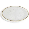 Assiette dessert ronde verre transparent rebord doré Ø21cm|Gifi Discount