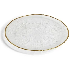 Assiette dessert ronde verre transparent rebord doré Ø21cm|Gifi Discount