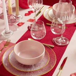 Assiette dessert ronde verre transparent rebord doré Ø21cm|Gifi Discount