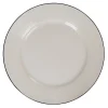 Assiette en faïence plate ronde blanche relief bord noir|Gifi Best