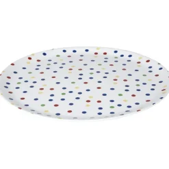 Outlet Assiette plastique blanche à pois multicolores Vaisselle Et Accessoires De Table
