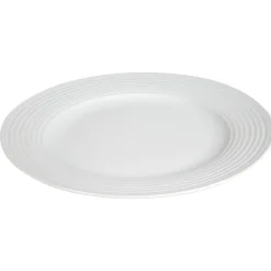 Assiette plate blanche bordure à rainures|Gifi New