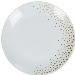 Assiette plate blanche bordure à pois doré|Gifi New