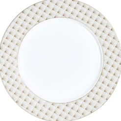 Assiette plate blanche bordure rayons doré|Gifi Clearance