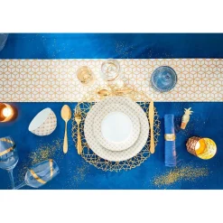 Assiette plate blanche bordure rayons doré|Gifi Clearance