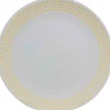 Assiette plate blanche contour grains de riz jaunes|Gifi Discount