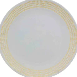 Assiette plate blanche contour grains de riz jaunes|Gifi Discount