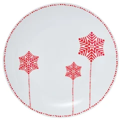 Assiette plate blanche décor flocons rouges|Gifi Outlet
