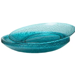 Assiette plate bleue martelé x4|Gifi Outlet