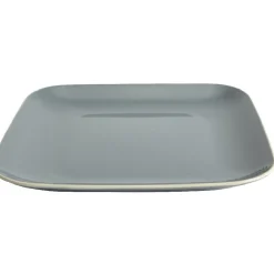 Assiette plate carré en grès grise et blanche|Gifi Sale