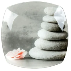 Assiette plate carrée design galets gris zen|Gifi Clearance