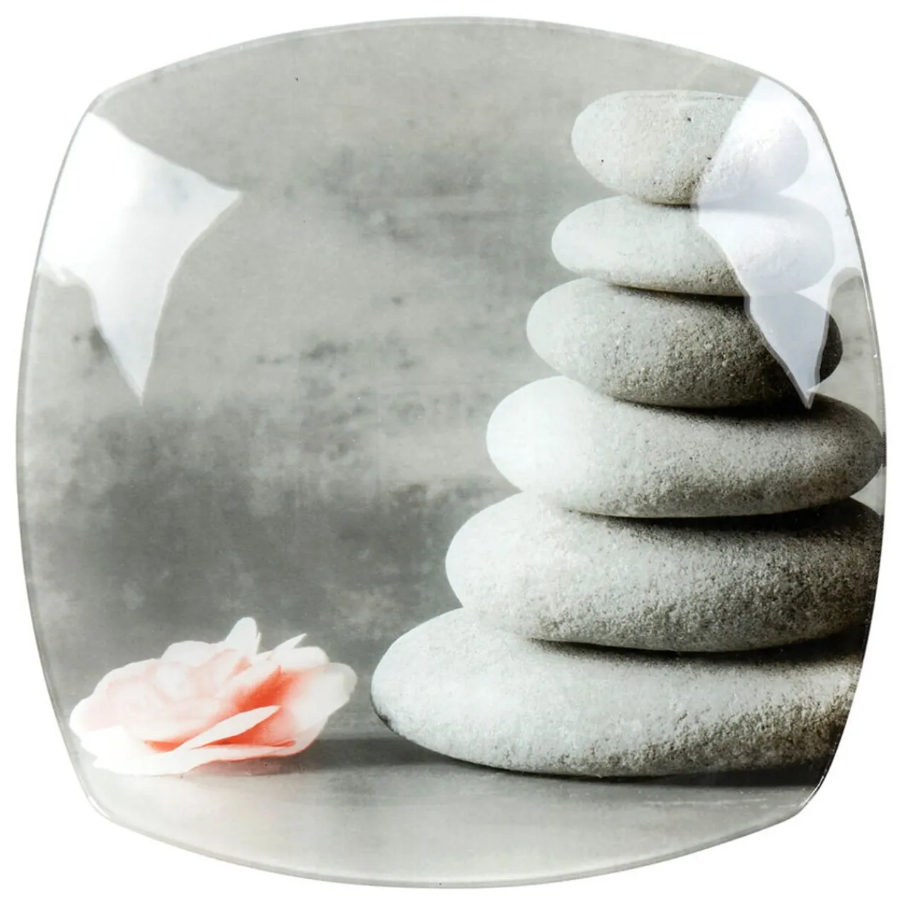 Assiette plate carrée design galets gris zen|Gifi Clearance