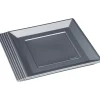 Assiette plate carrée gris foncé en plastique réutilisable x6|Gifi New