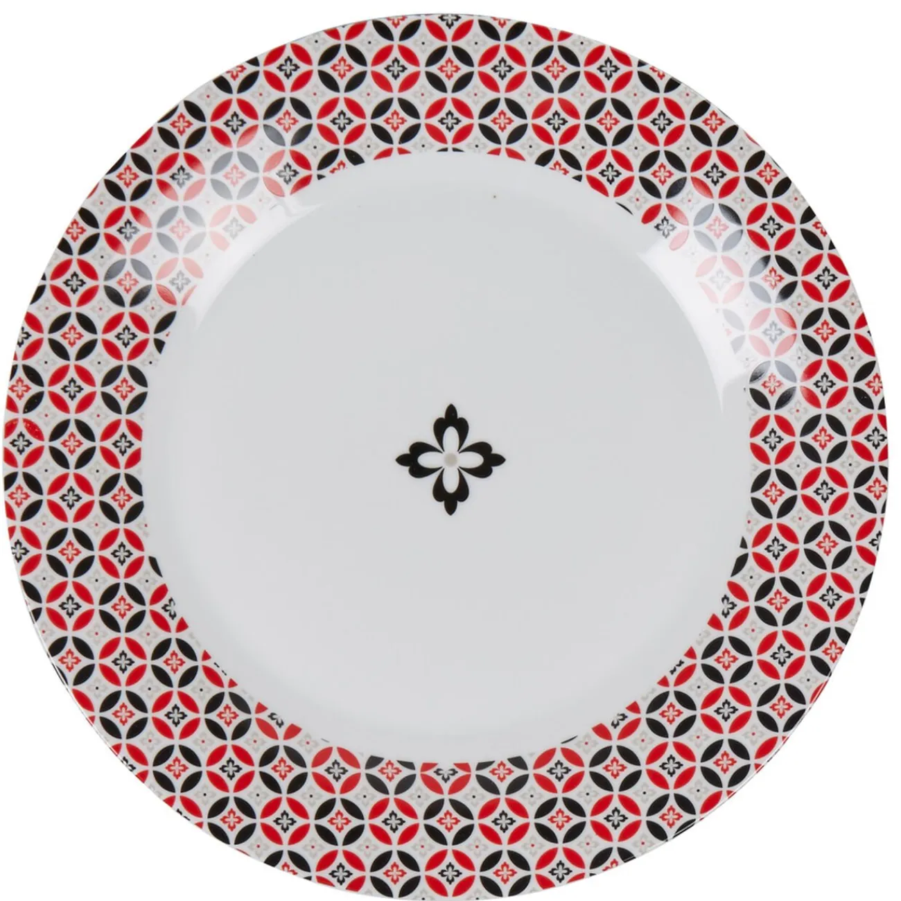Assiette plate collection folk gris rouge|Gifi Discount