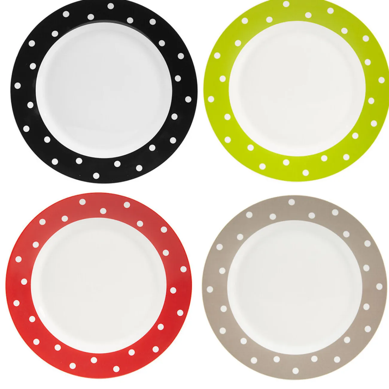 Assiette plate colorée à pois x4|Gifi Outlet